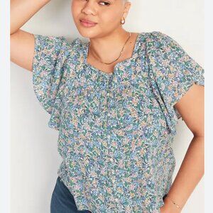 Old Navy Oversized Springtime Floral-Print Square-Neck Top Casual Multicolor